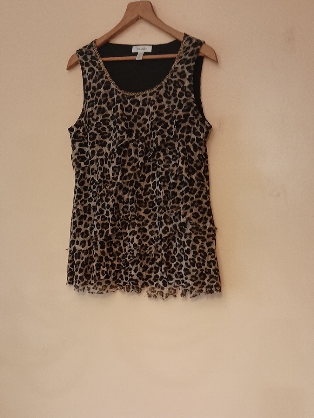 dressbarn Leopard Print Layered and Lined Tank Top, Sz M